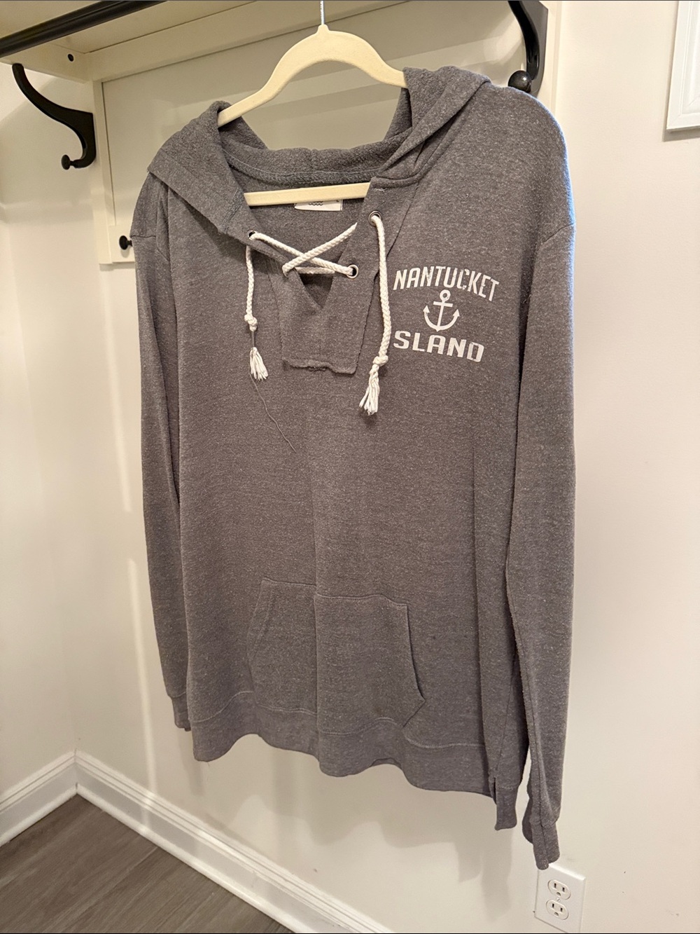 Nantucket Island Gray Lace-Up Hoodie
